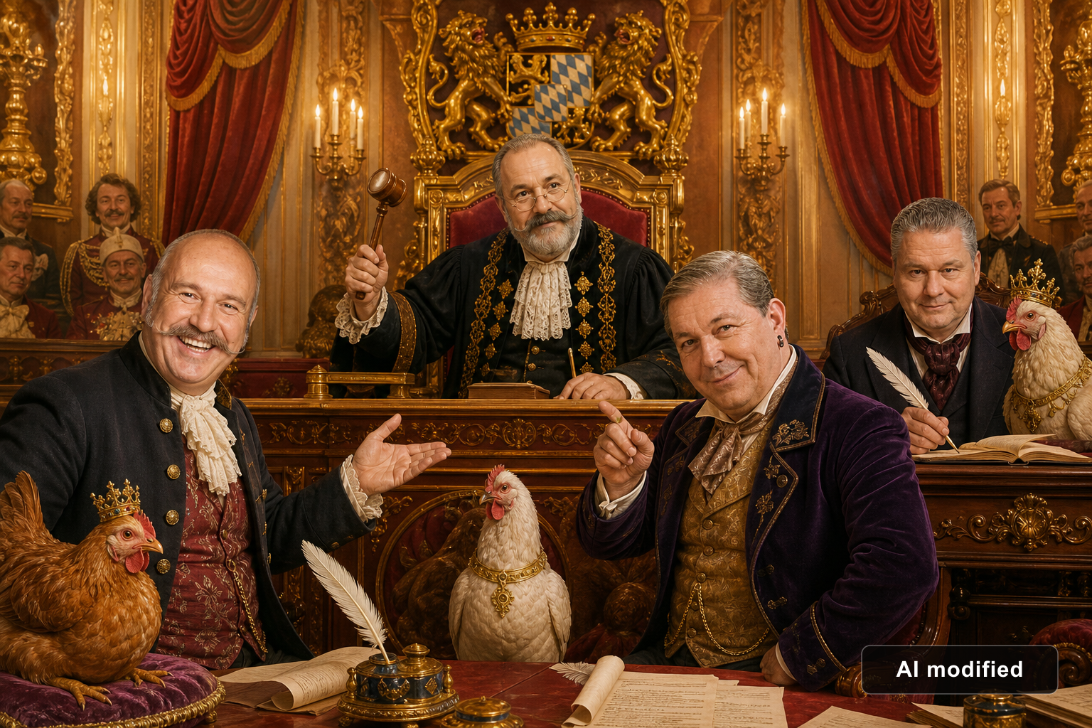 Szenenbild aus dem Krimidinner „Amtsgericht 1877 – Das Königlich Bayerische Krimi Dinner“ mit den Originaldarstellern