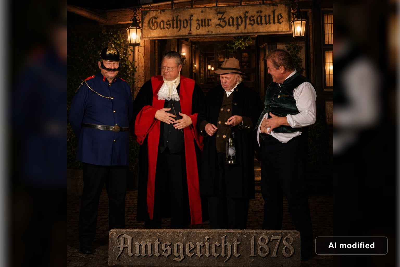 Szenenbild aus dem Krimidinner „Amtsgericht 1878“ mit den Originaldarstellern